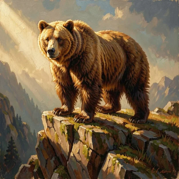Mô hình 3D Gấu Grizzly oai vệ trang trí cực chi tiết - Image 1