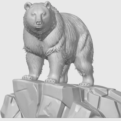 Mô hình 3D Gấu Grizzly oai vệ trang trí cực chi tiết
