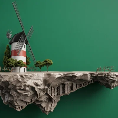 Mô hình tiểu cảnh cối xay gió (Windmill) độc đáo in 3D