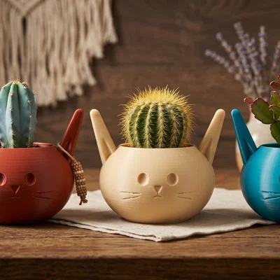 Chậu Trồng Cây Thỏ Kem Tối Giản (Minimalist Cream Bunny Planter)
