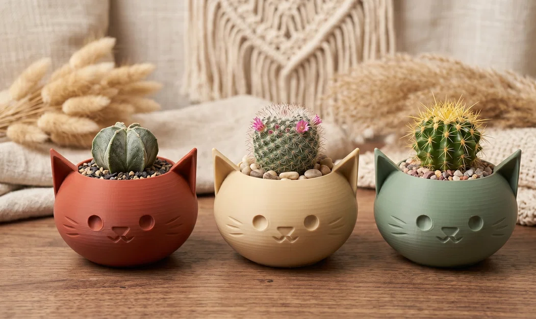 Chậu Trồng Sen Đá Mèo Cute Kawaii (Cute Kawaii Cat Succulent Planter) - Image 1