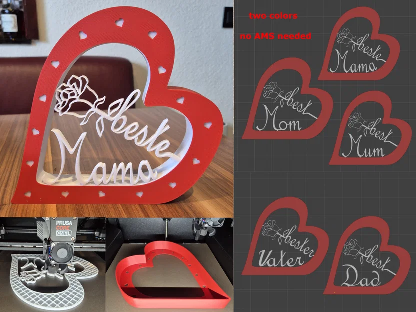 Trái tim Best Dad/Mum/Mom – Quà Ngày của Mẹ & Ngày của Cha - Image 1