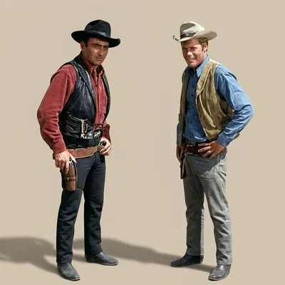 Mô hình 3D nhân vật The Virginian: James Drury và Doug McClure