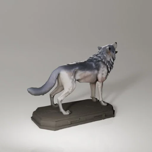 Mô hình tượng sói hú 3D nghệ thuật - Tải file STL in 3D đẹp - Image 3