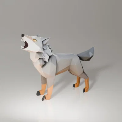 Mô hình chú sói hú Low Poly nghệ thuật dành cho máy in 3D