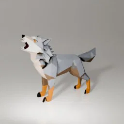 Mô hình chú sói hú Low Poly nghệ thuật dành cho máy in 3D