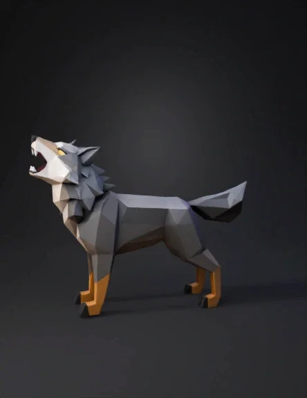 Mô hình chú sói hú Low Poly nghệ thuật dành cho máy in 3D - Image 4