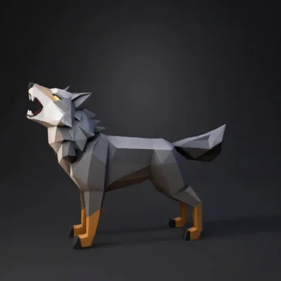 Mô hình chú sói hú Low Poly nghệ thuật dành cho máy in 3D