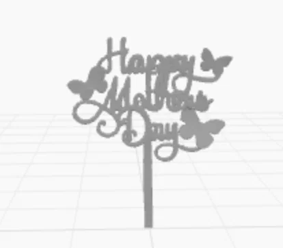 Mẫu in 3D phụ kiện cắm bánh Happy Mothers Day kèm họa tiết bướm - Image 1