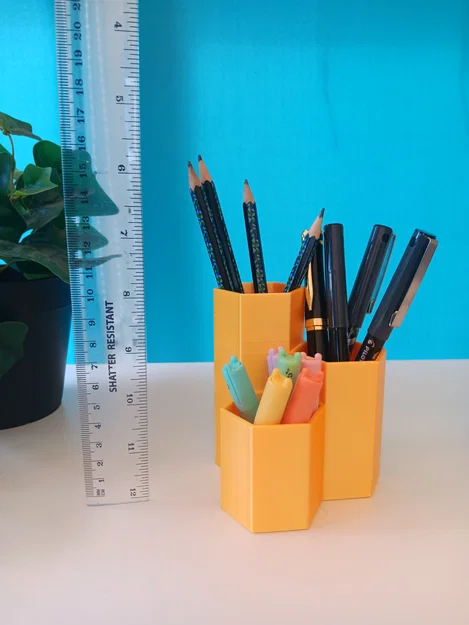 Hộp đựng stationery lục giác, organizer để bàn - Image 3