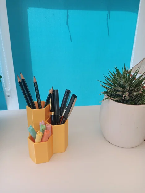 Hộp đựng stationery lục giác, organizer để bàn - Image 5