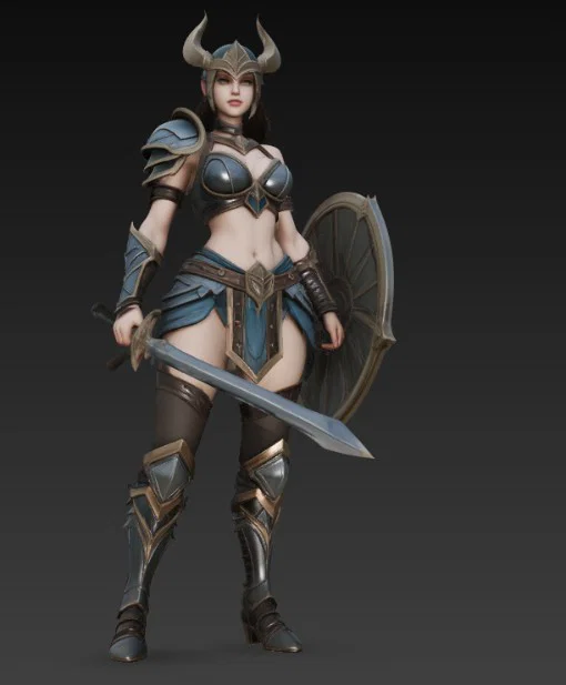 Mô hình 3D nữ chiến binh Valkyrie đầy mạnh mẽ và chi tiết - Image 3
