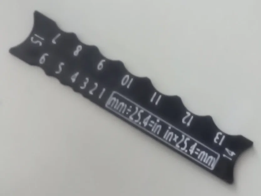 Thước đo bán kính nhỏ gọn kèm công thức đổi mm–inch (1–15mm) - Image 1