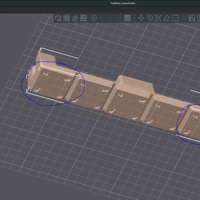 Gridfinity Scissor Holder (Remix: sửa model gốc, rebased, thêm lỗ nam châm 5 khay)