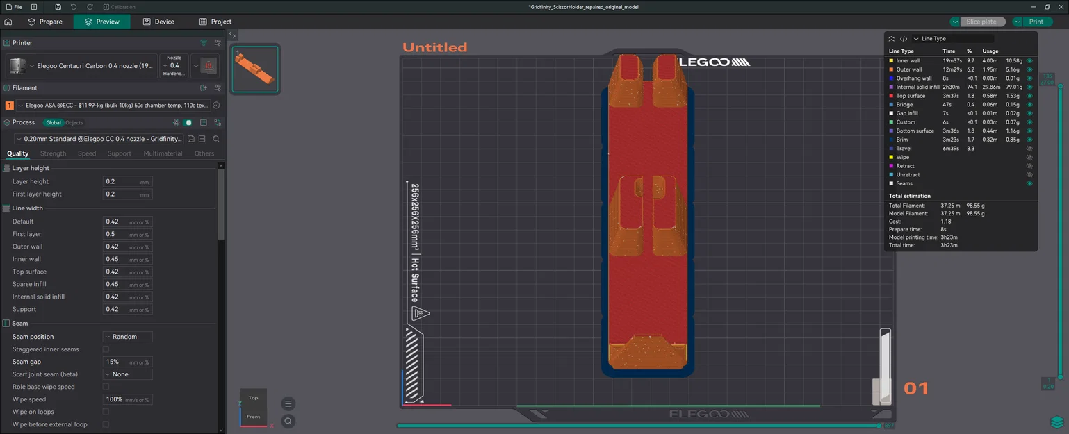 Gridfinity Scissor Holder (Remix: sửa model gốc, rebased, thêm lỗ nam châm 5 khay) - Image 2