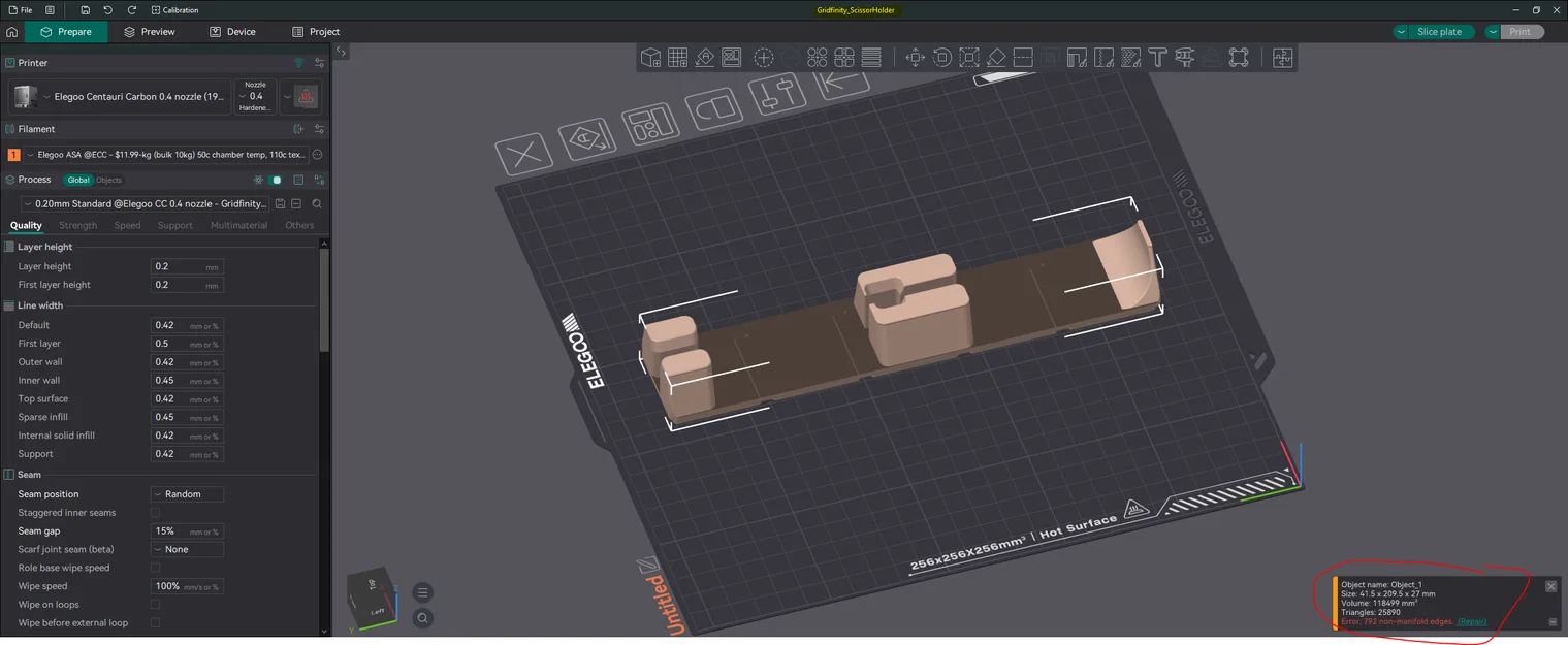 Gridfinity Scissor Holder (Remix: sửa model gốc, rebased, thêm lỗ nam châm 5 khay) - Image 3