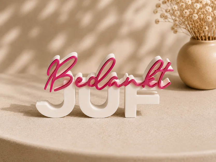 Bedankt Juf – Bảng chữ 3D (3D Text Sign) - Image 1
