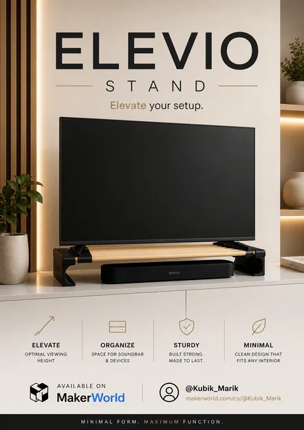 Elevio Stand – Kệ nâng TV tối giản & khay sắp xếp gọn gàng - Image 1