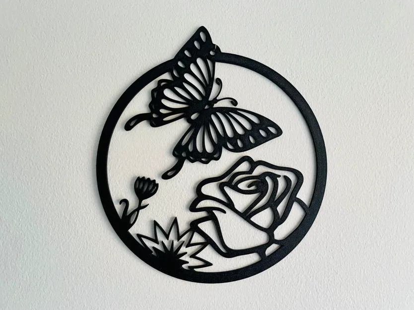 Bướm và Hoa (Butterfly With Flowers) – Trang trí treo tường - Image 1