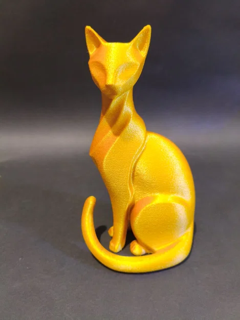 Tượng Mèo Vàng In 3D Thanh Lịch - Image 1