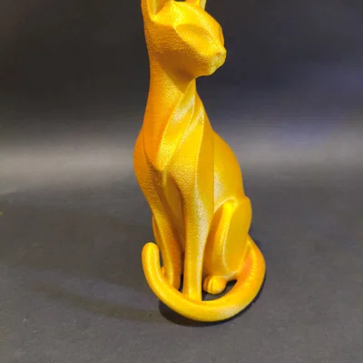 Tượng Mèo Vàng In 3D Thanh Lịch