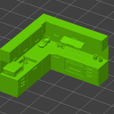Mô hình trang trí gian bếp hiện đại GT3 (file in 3D)