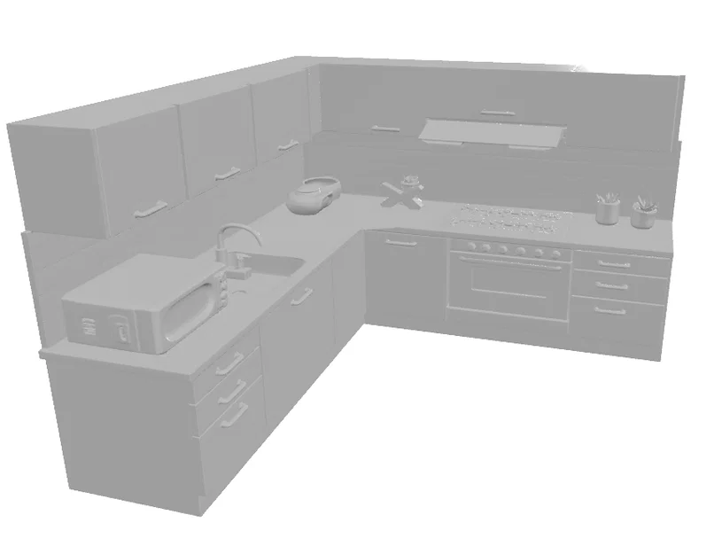Mô hình trang trí gian bếp hiện đại GT3 (file in 3D) - Image 2