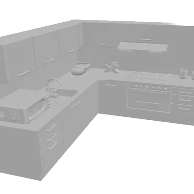 Mô hình trang trí gian bếp hiện đại GT3 (file in 3D)