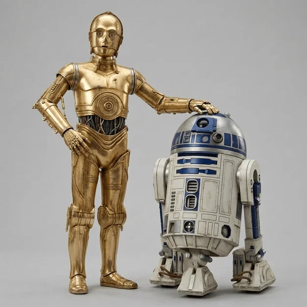 Mô hình 3D C3PO và R2D2 - Bộ đôi Robot Star Wars huyền thoại - Image 1