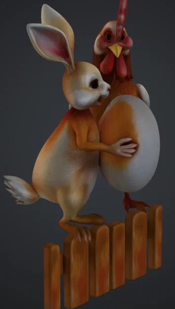 Mô hình trang trí 3D chú Thỏ và Gà trống (hase und hahn) độc đáo - Image 2