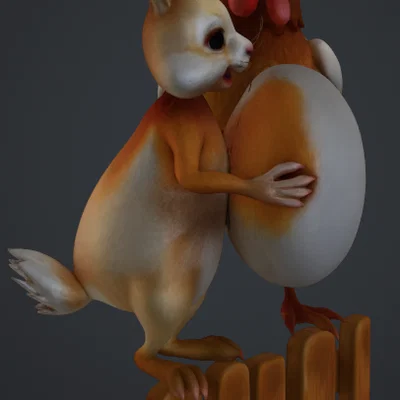 Mô hình trang trí 3D chú Thỏ và Gà trống (hase und hahn) độc đáo