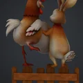 Mô hình trang trí 3D chú Thỏ và Gà trống (hase und hahn) độc đáo - Thumbnail 3