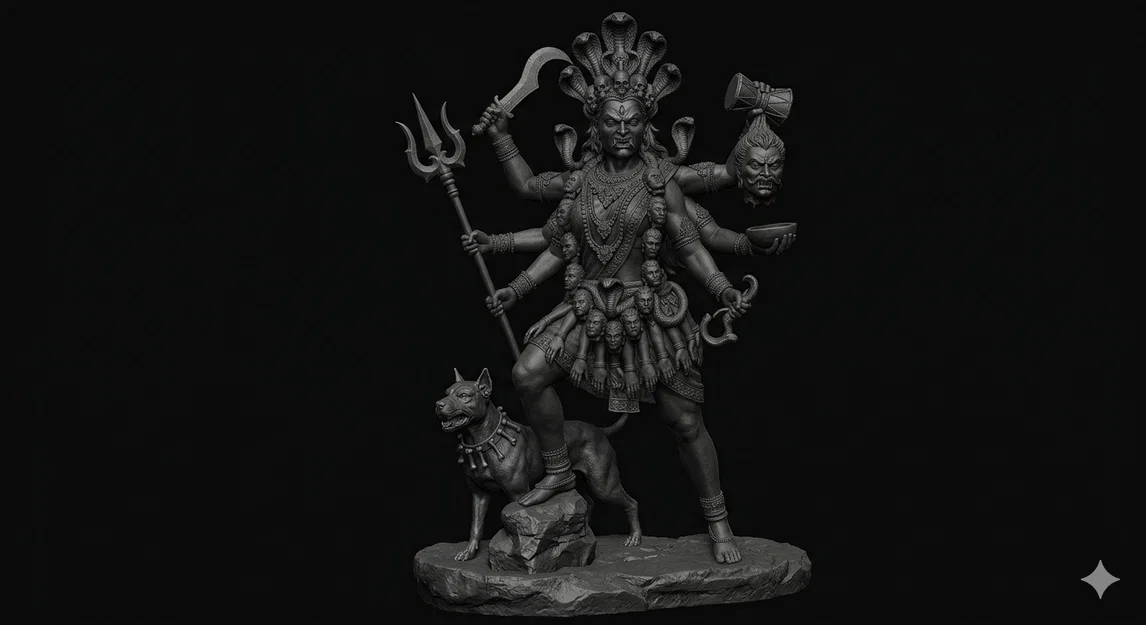 Mô hình 3D thần Kaala Bhairava chi tiết sắc nét cho máy in Resin - Image 2