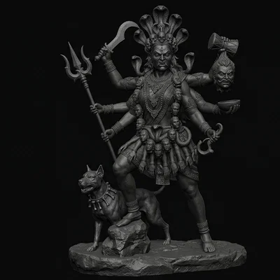 Mô hình 3D thần Kaala Bhairava chi tiết sắc nét cho máy in Resin