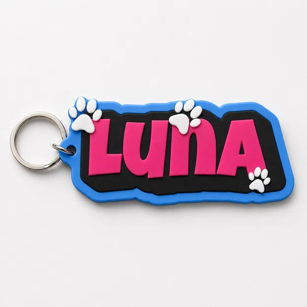 Móc khóa tên thú cưng Luna’s Paw Trail - Thiết kế 3D cá tính và đáng yêu - Image 1