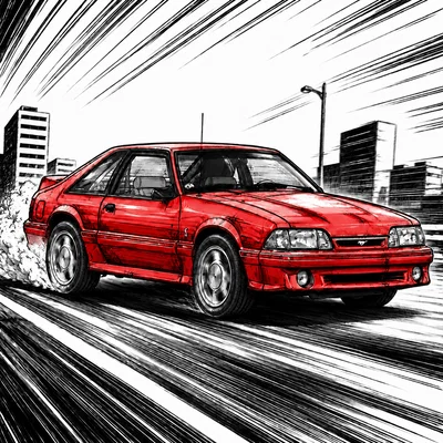 Hueforge 1993 Ford Mustang Cobra Phong Cách Manga