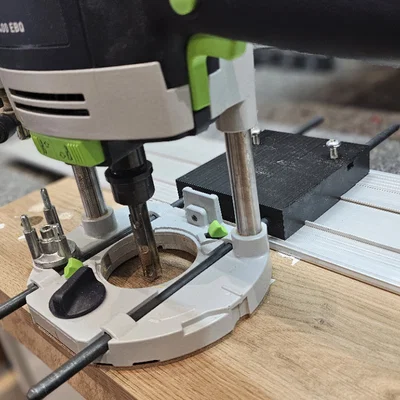 Bộ dẫn hướng máy phay Festool OF1400 trên ray Mafell/Bosch FSN
