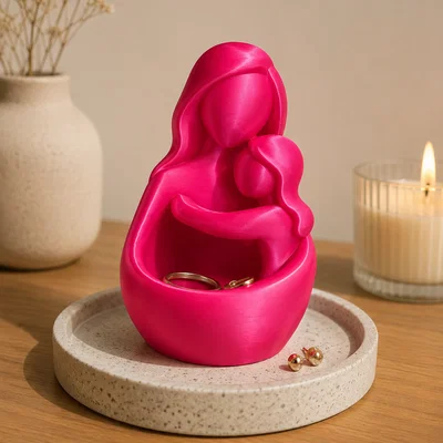 Mô hình Mẹ và Con gái ôm nhau - Khay đựng trang sức 3D in tại nhà