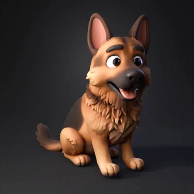 Mô hình chú chó Becgie Đức 3D (Cute German Shepherd) cực dễ thương