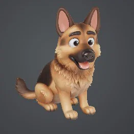 Mô hình chú chó Becgie Đức 3D (Cute German Shepherd) cực dễ thương