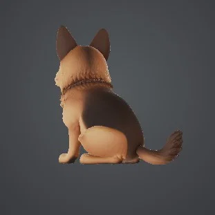 Mô hình chú chó Becgie Đức 3D (Cute German Shepherd) cực dễ thương