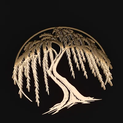 Tranh treo tường nghệ thuật hình cây liễu (Decorative Willow) - File in 3D