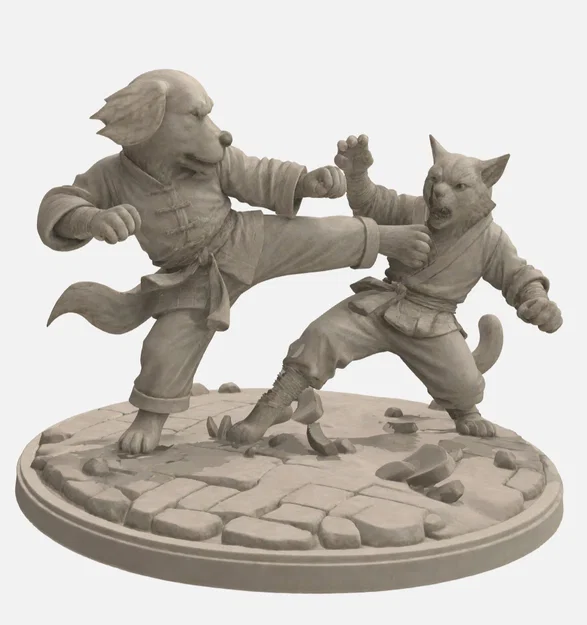 Mô hình 3D Kungfu Dog: Chú chó võ sĩ hành động cực chất - Image 1