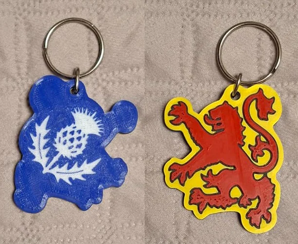 Móc khóa in 3D hình sư tử và hoa kế Scotland (Lion Rampant Keyfob) - Image 1