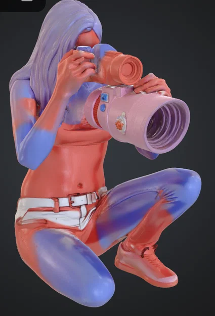 Mô hình 3D nữ nhiếp ảnh gia (Frau mit Kamera) đầy nghệ thuật - Image 2