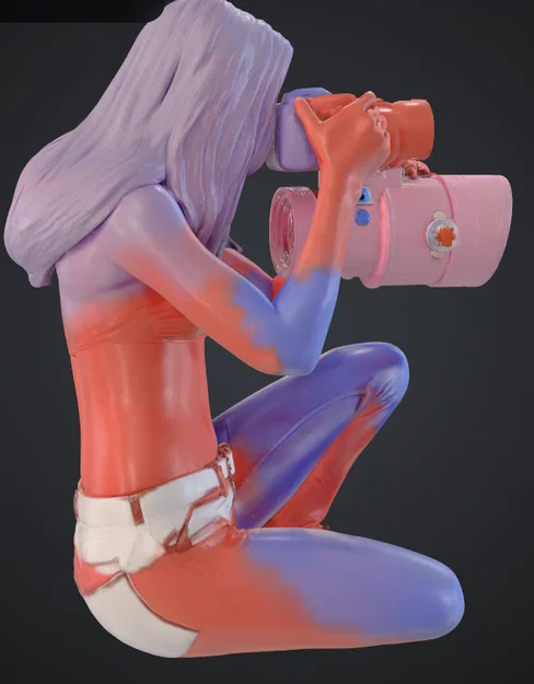 Mô hình 3D nữ nhiếp ảnh gia (Frau mit Kamera) đầy nghệ thuật - Image 3