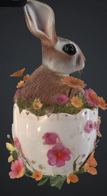 Mô hình 3D chú thỏ trong quả trứng hoa xinh xắn (Hase im ei) - Image 1