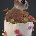 Mô hình 3D chú thỏ trong quả trứng hoa xinh xắn (Hase im ei) - Thumbnail 1