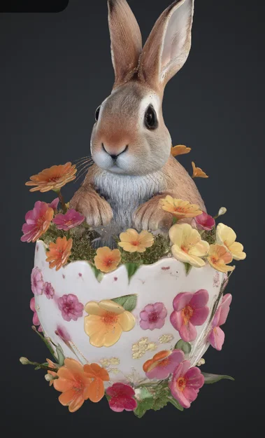 Mô hình 3D chú thỏ trong quả trứng hoa xinh xắn (Hase im ei) - Image 3