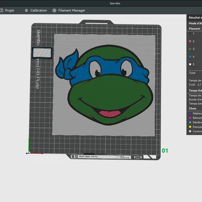 Leonardo "Tortue Ninja" – HueForge multicolor (200×200mm)